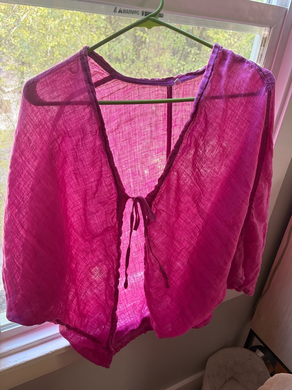 Womens Pink Tie-Front Lightweight Top